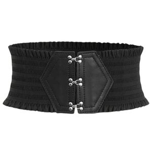 Black Stretchy Hook & Bar Closure Wide Width Belt